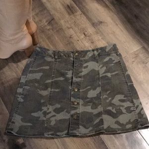 Cameo green denim skirt